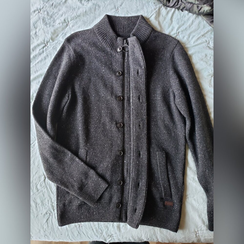 Barbour Men's Full Zip Wool Blend Sweater (Charcoal, S) - NWOT
